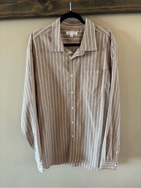 Daily Thread Brown Stripe Men's Button-Up Shirt